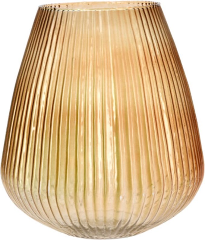 Excellent Houseware glazen vaas / bloemen vazen - amber goud - 25 x 37 cm