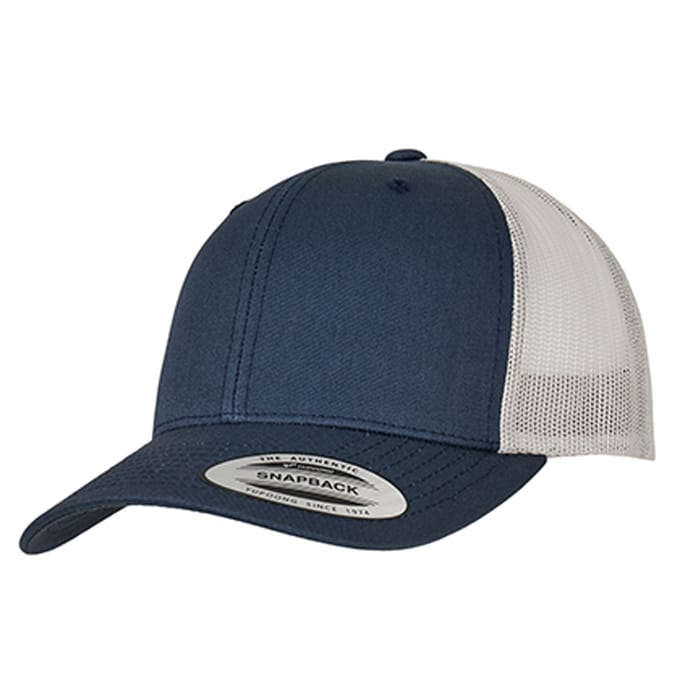Flexfit Retro tweekleurige truckerpet (Marine / Zilver)