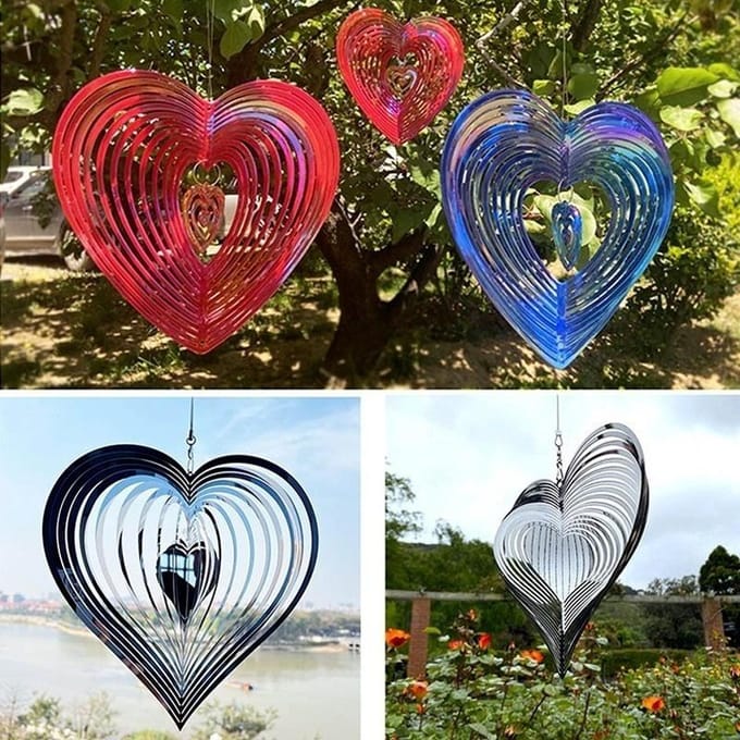 1 st kloppend hart windspinner roestvrij staal ABS windvanger liefde windgong roterend