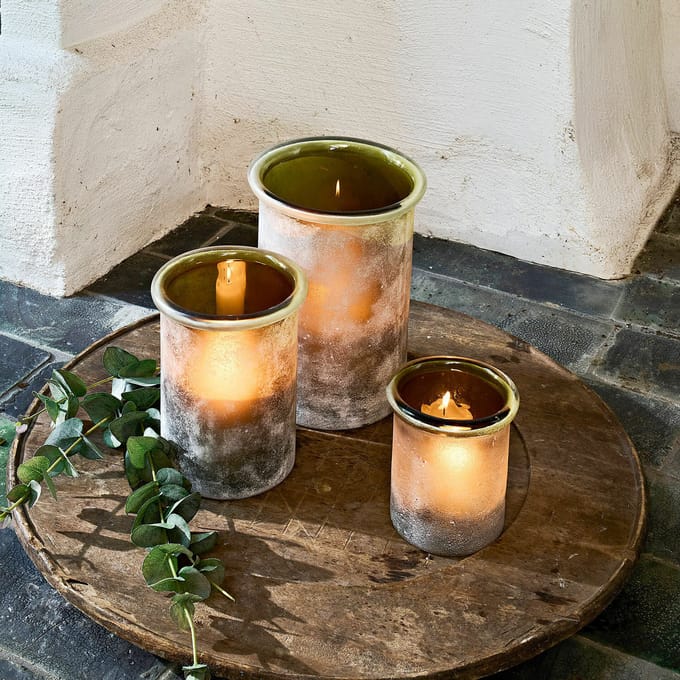 LOBERON Windlicht set van 3 Iskira groen