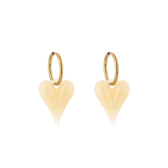 Bijoutheek Oorhangers Resin Hart Beige