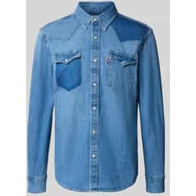 Regular fit jeansoverhemd met borstzakken en labeldetail