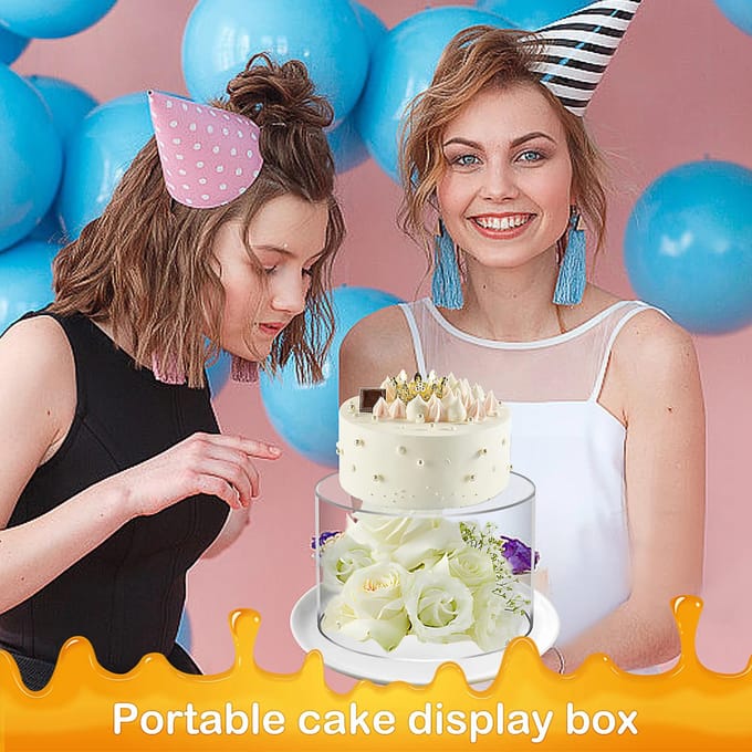Lot de 2 présentoirs à gâteaux en acrylique remplissables, transparents, empilables, pour centre de table, boîtes de présentation de gâteaux décoratives white
