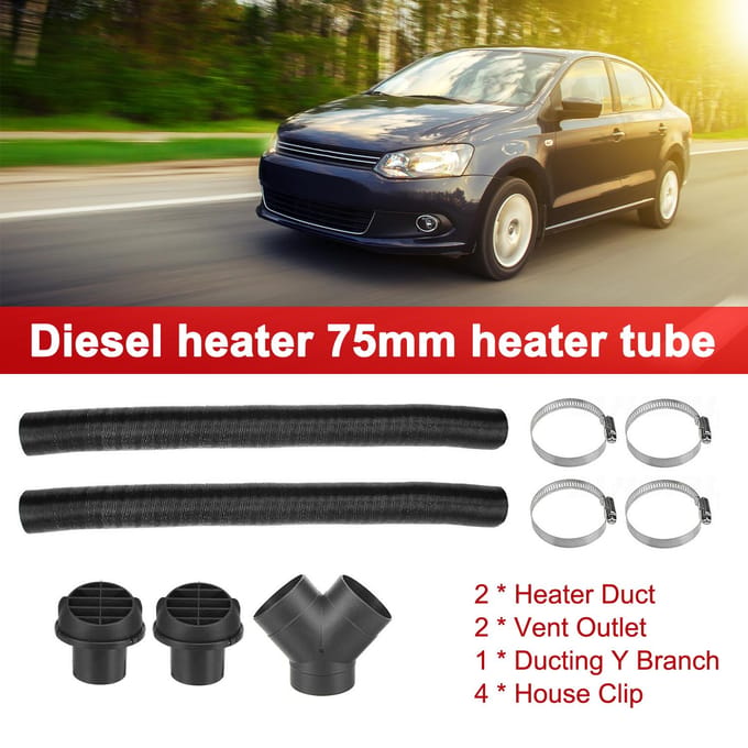 Compatibel met Webasto Diesel Heater 75mm Heater Pipe Ducting Y Branch Warmeluchtuitlaat Ventilatiekit gray