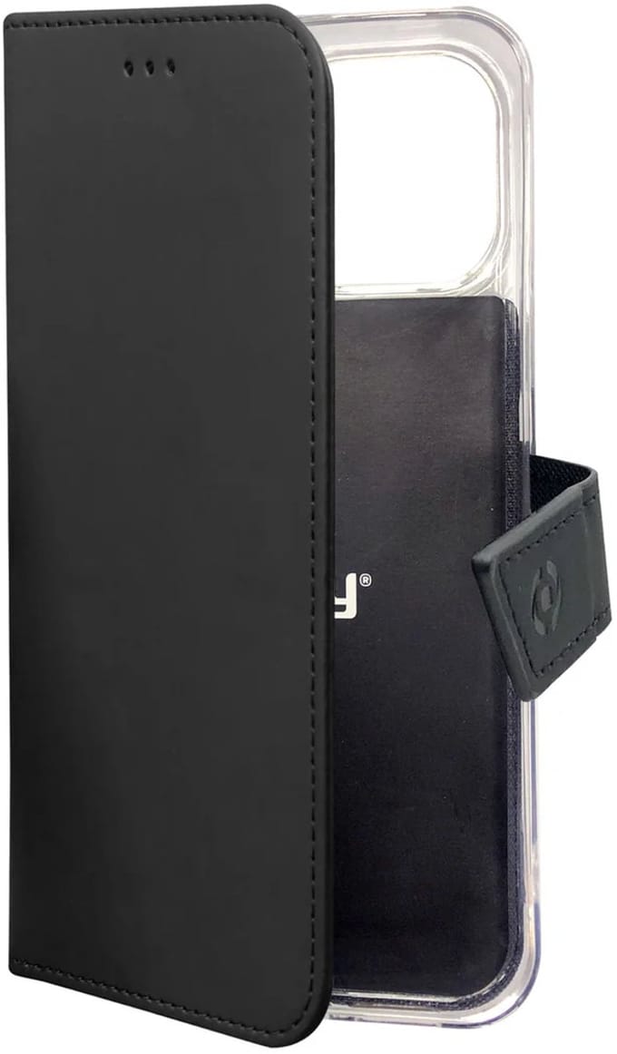 Celly Wally Bookcase Hoesje - Geschikt voor Apple iPhone 13 Mini - Kunstleer - Pasjeshouder - Zwart