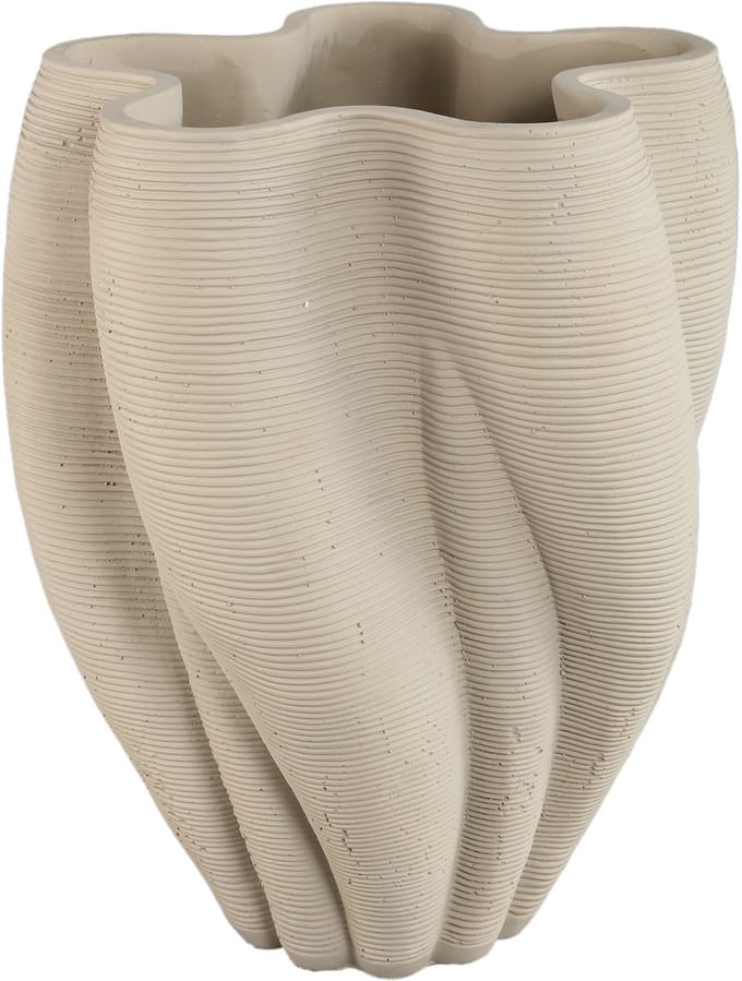 PTMD Hastin Beige Cement Wavy Ribbed Vase 3D Look L