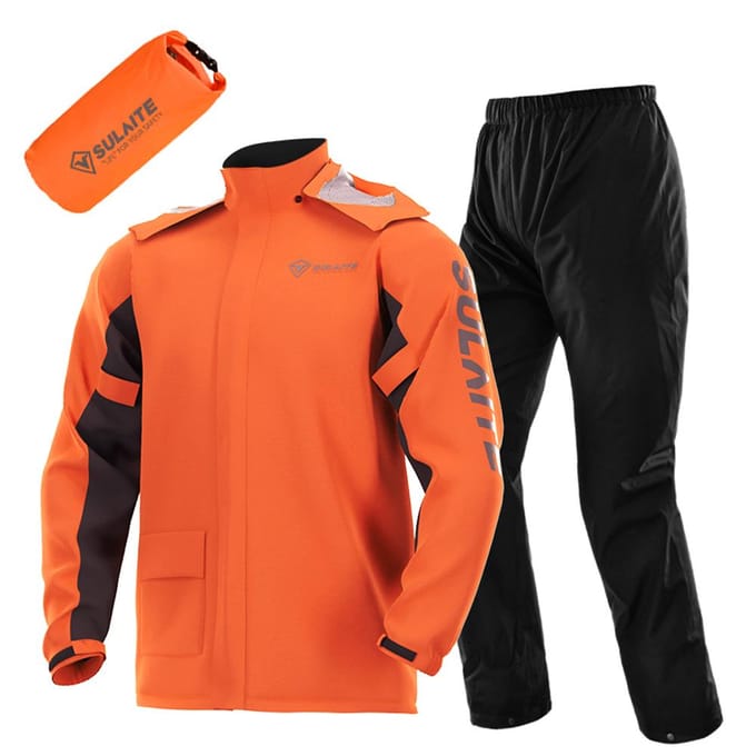 SULAITE Motorfiets Regenkleding Pak Lichtgewicht Rijden Regenjas Set Waterdichte Ademende Jas & XL