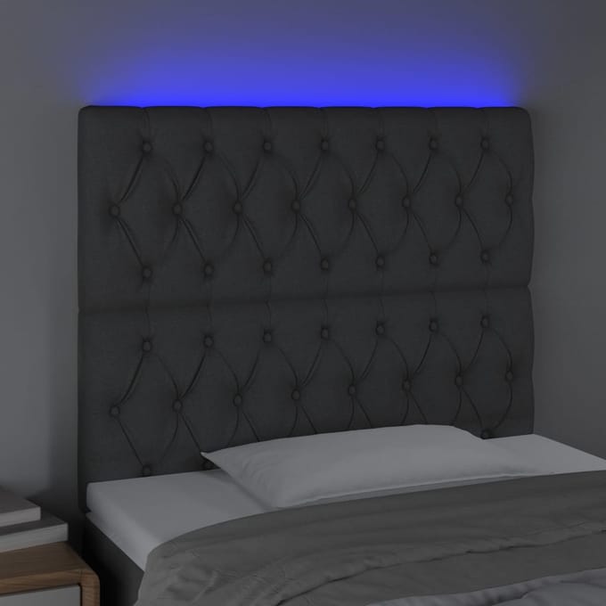 vidaXL - Hoofdbord - LED - 90x7x118/128 - cm - stof - donkergrijs