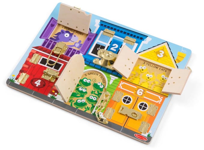 Spinmaster Melissa & Doug & Doug - Latches Board Baby- en peuterspeelgoed Badspeelgoed Houten speelgoed