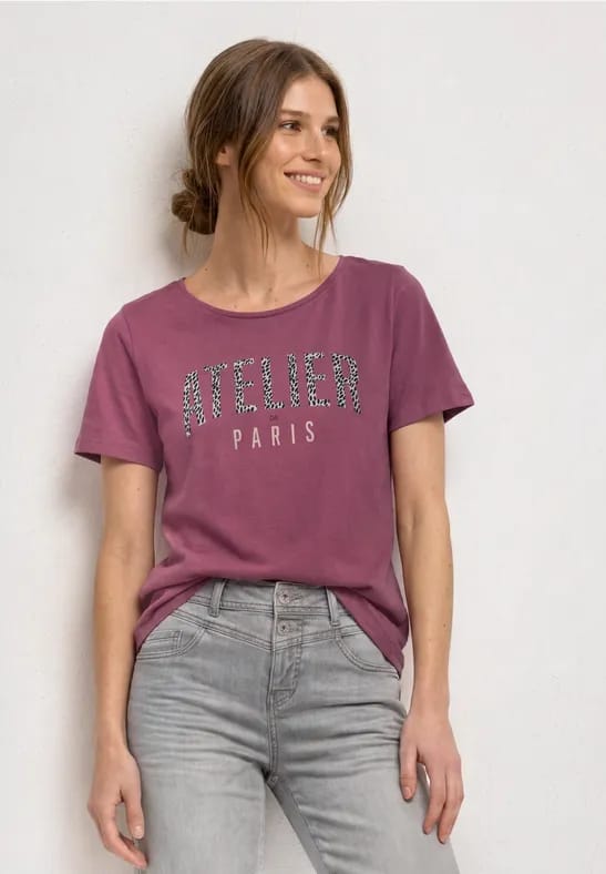 Shirt met ronde hals en opdruk op de voorkant