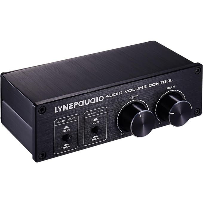 Passieve audiovolumeregelaar met volledig gebalanceerde en single-ended mode XLR- en RCA-interface voor zwart
