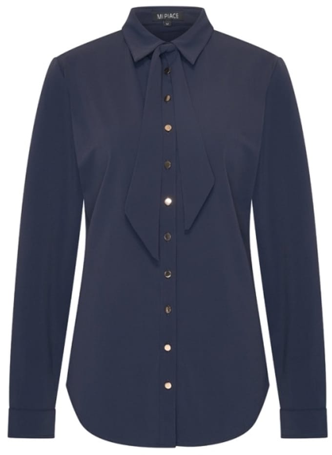 MI PIACE - Travel Blouse Uni Gold Button 202767 Dark Blue - Maat : S