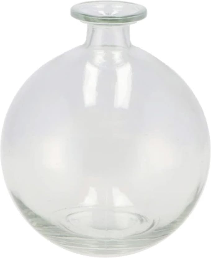 DK Design Bloemenvaas rond model - helder gekleurd glas - transparant - 13 x 15 cm