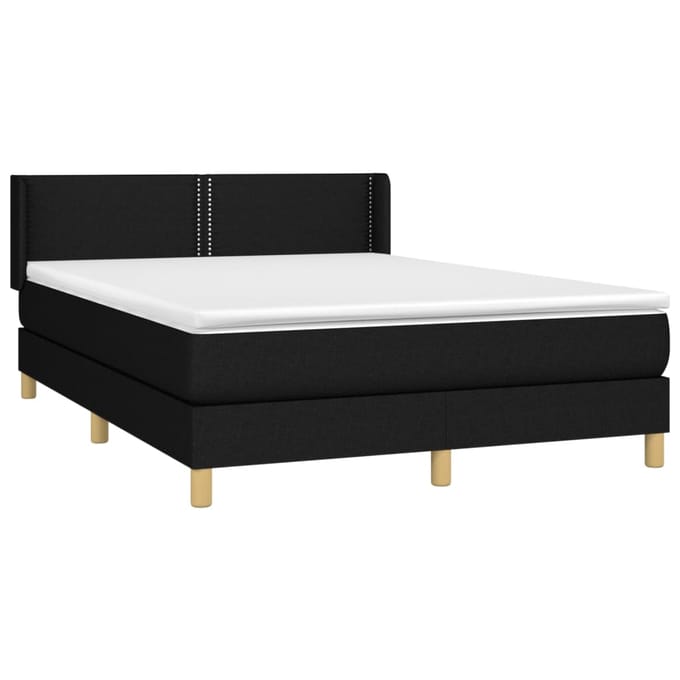 vidaXL - Boxspring - met - matras - stof - zwart - 140x190 - cm