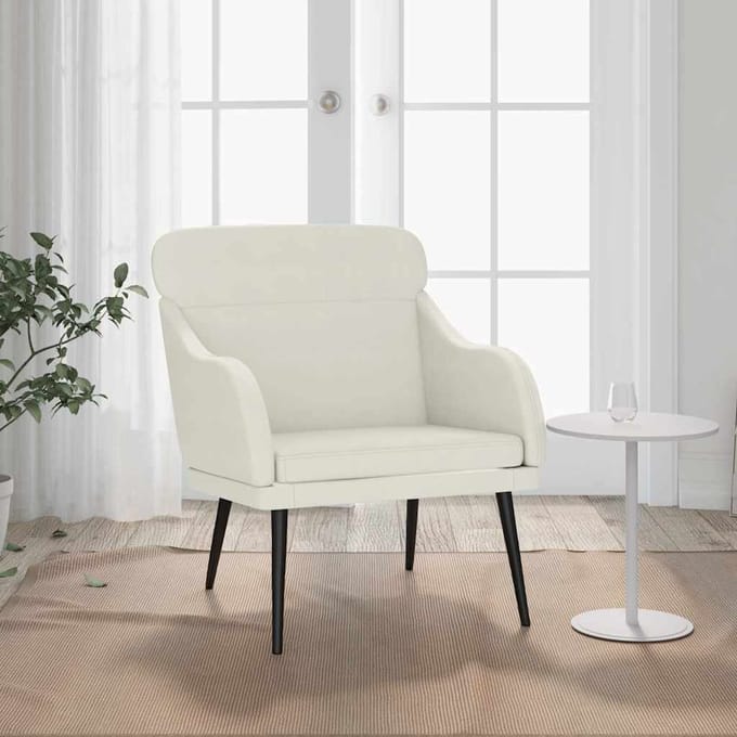 vidaXL - Fauteuil - 63x76x80 - cm - fluweel - crèmekleurig