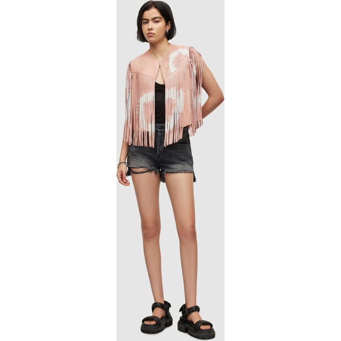AllSaints Evie Tydy Tassel Gil Dusty Pink Größe: 4 | Gilets Outlet | Damen | Rosa