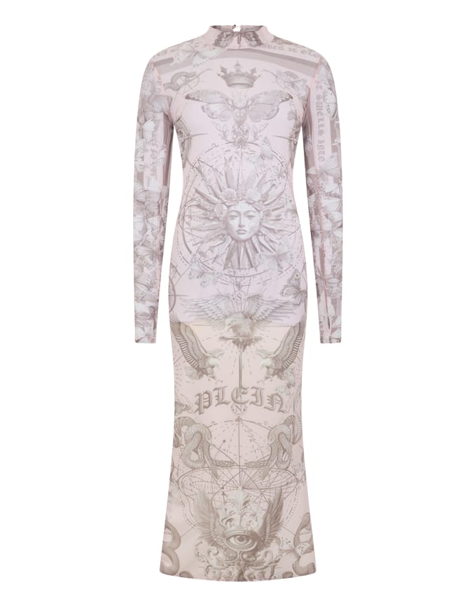 Tulle Maxi Dress Open Back Butterfly Tattoo