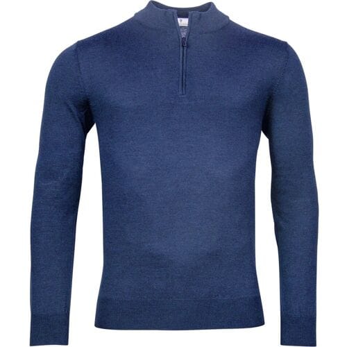 Thomas Maine Trui Merino Half Zip Single Knit Indigo / male