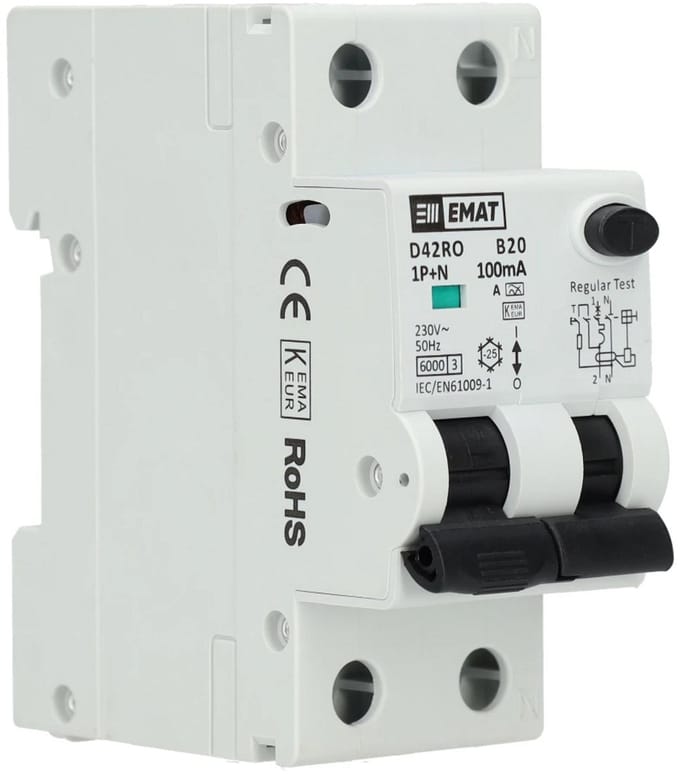 EMAT aardlekautomaat B20 1P+N 100mA Type A (85006416)