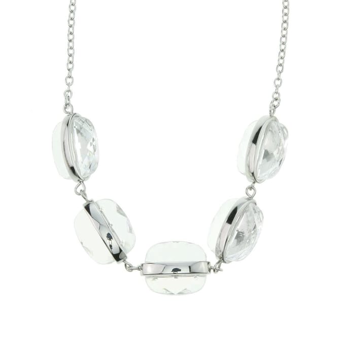 Behave® Ketting zilverkleur met transparante kralen 40 cm