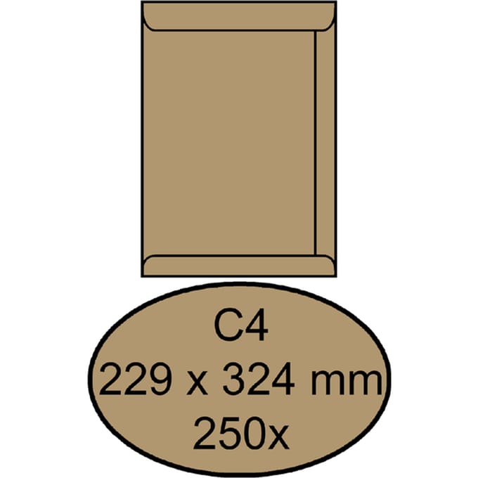 Envelop Quantore akte C4 229x324mm bruinkraft 250 stuks