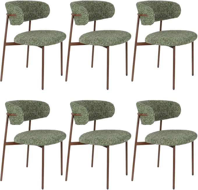 Housecraft Living Claes Eetkamerstoelen Gemêleerd Groen - Set van 6