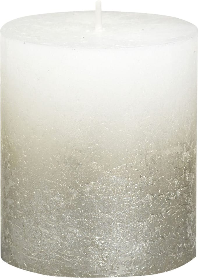 Metallic Rustieke stompkaars Fading champagne 80/68 Wit / Goud