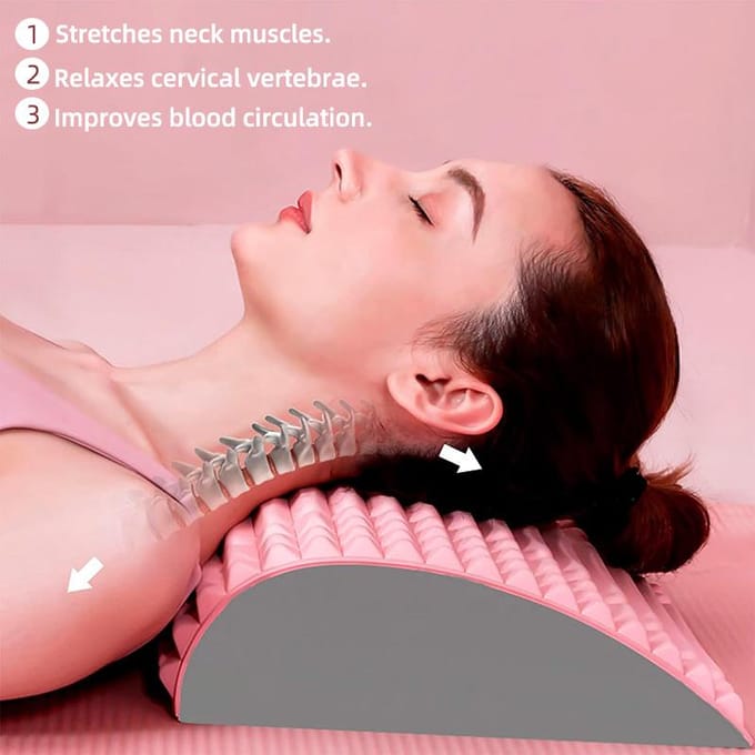 Rugstretcher Kussen Nek Lendensteun Houdingcorrector Massager Nek Taille Rug Ischias Hernia Spierontspanning blauw