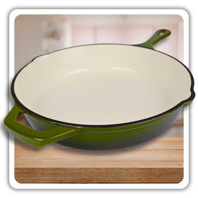 Geëmailleerde gietijzeren pan 26cm Hage olijfgroen