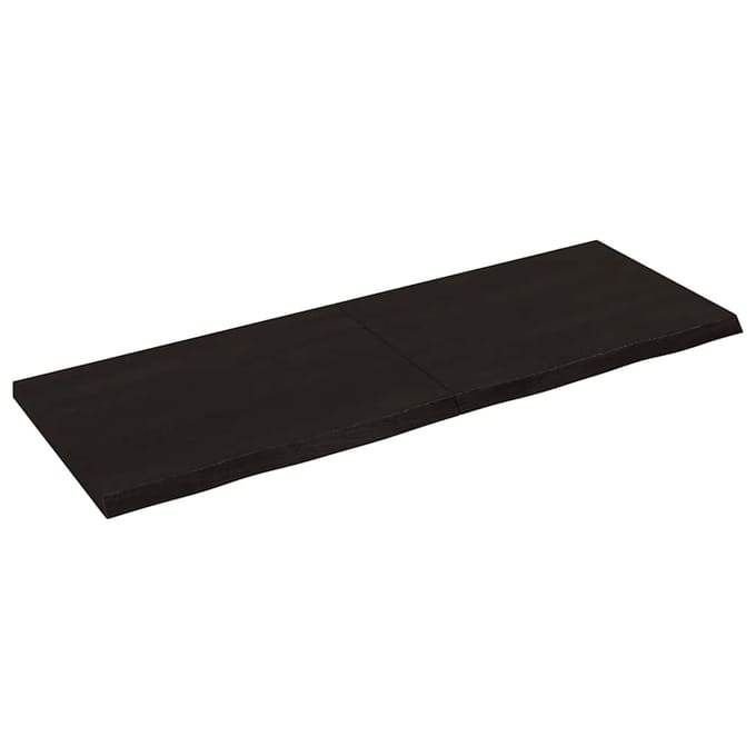 vidaXL - Wastafelblad - 140x50x(2-4) - cm - behandeld - massief - hout - donkerbruin