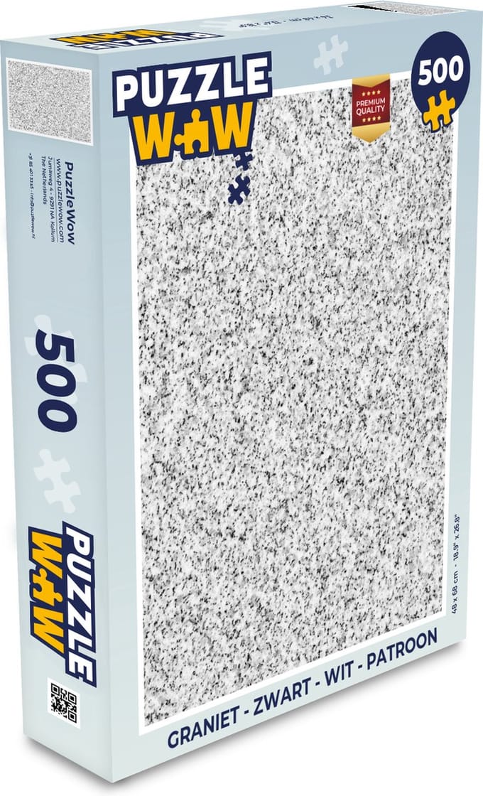 Puzzel Graniet - Zwart - Wit - Patroon - Grijs - Legpuzzel - Puzzel 500 stukjes