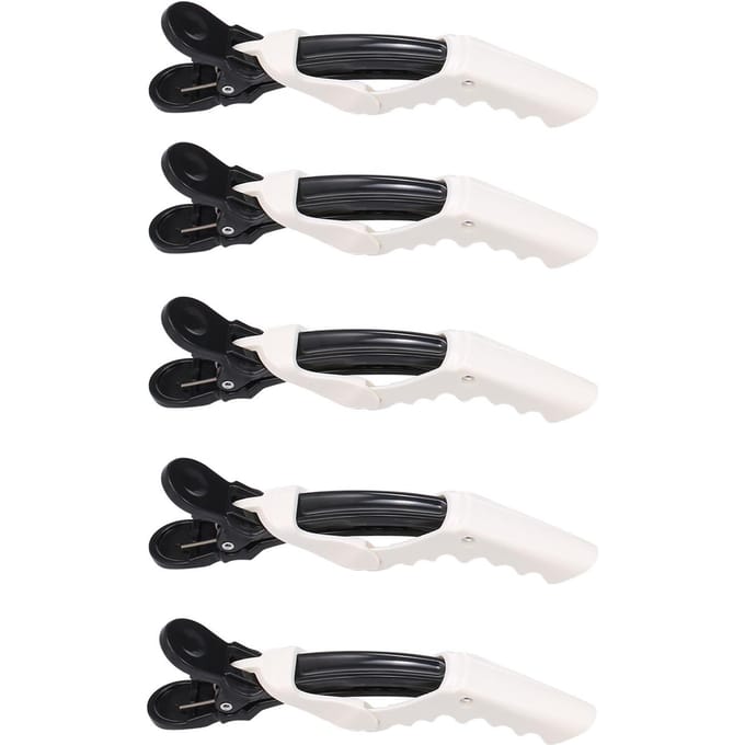 5 stuks antislip haarclips haarstyling sectie alligatorclips wit/zwart