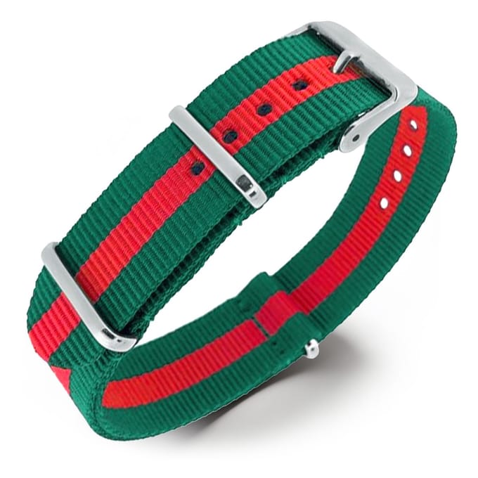 NATO Horlogeband G10 Military Nylon Strap - Regimental Groen Rood 20mm
