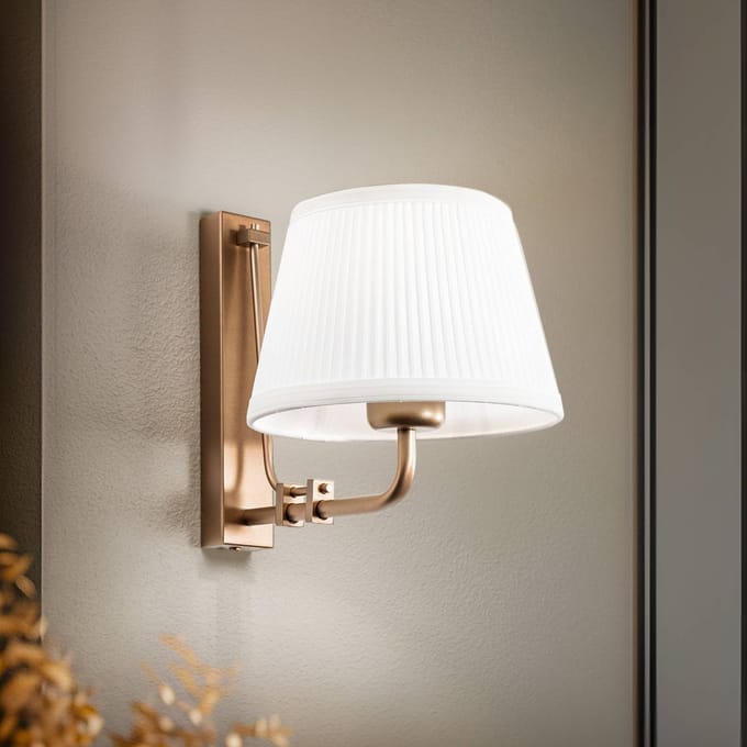 Argon Wandlamp Atro, oud goud met witte kap