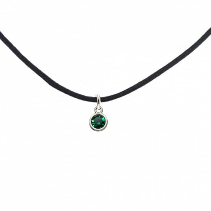 Ketting -Arcen- suede- groene steen- 45 cm - Charme Bijoux