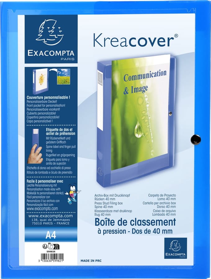 Exacompta 5x Kreacover® Chromaline PP 7/10de Klasseerdoos Rug 40mm - A4 - Blauw - 59982E