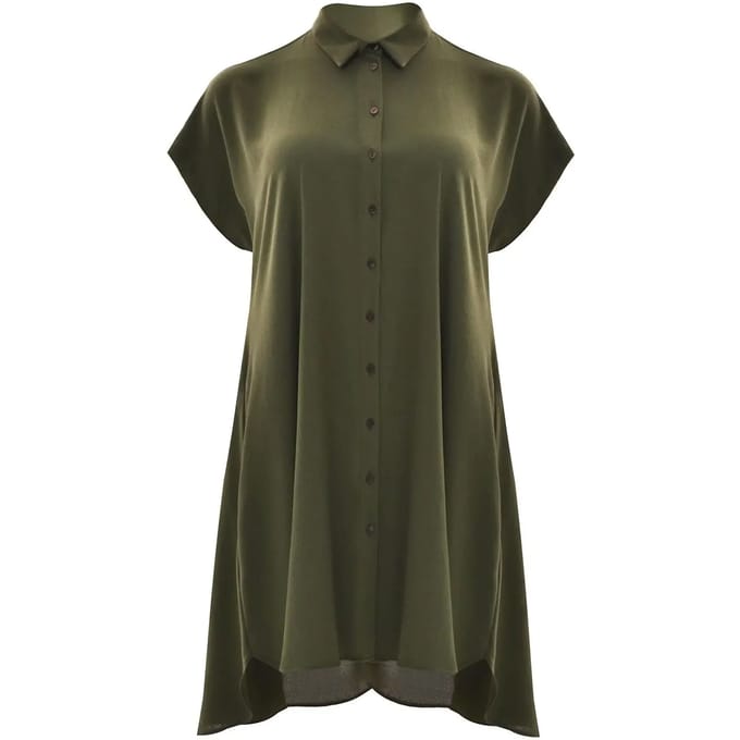 Midi Chemise Jurk in Crêpe Dames Mat Fashion