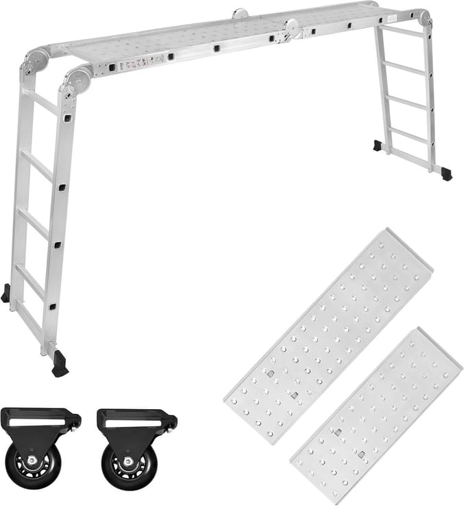 Vouwladder 4 x 4 treden met platform - Aluminium - 4,66 meter - Multifunctionele