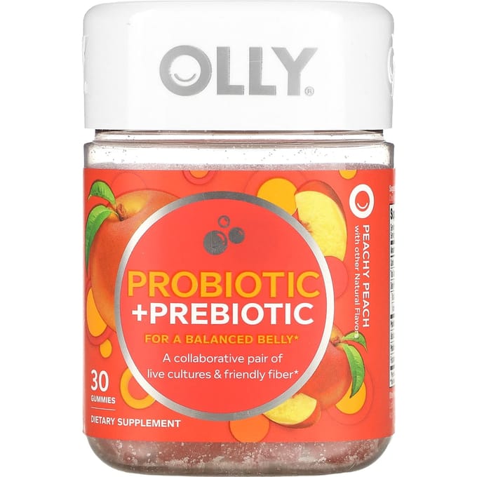 OLLY, probiotique + prébiotique, pêche pêche, 30 gummies