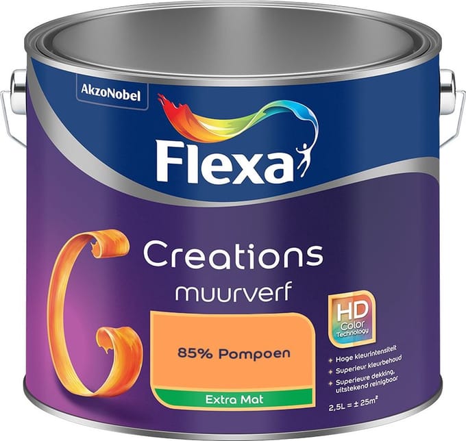Flexa - Creations Muurverf Extra Mat - 85% Pompoen - Mengverf - 2,5 L