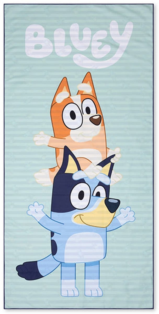 Bluey | Blauw/Witte Microvezel Handdoek 135 x 65 cm - Blauw/Wit