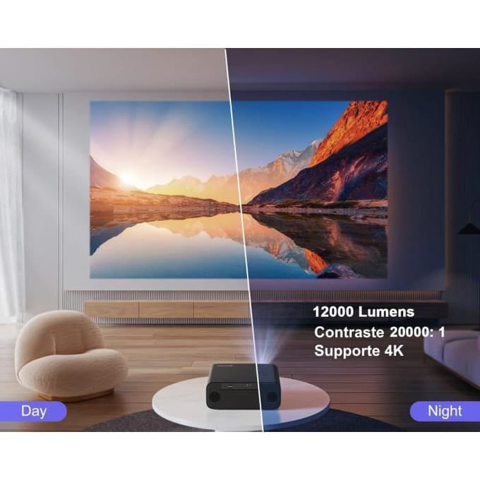 Videoprojector - WiMiUS - P62 - Full HD 1080P - 12000 Lumens - WiFi Bluetooth