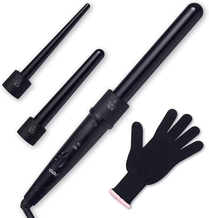 3-in-1 Krultang Set met Verwisselbare Keramische Lopen en Hittebestendige Handschoen