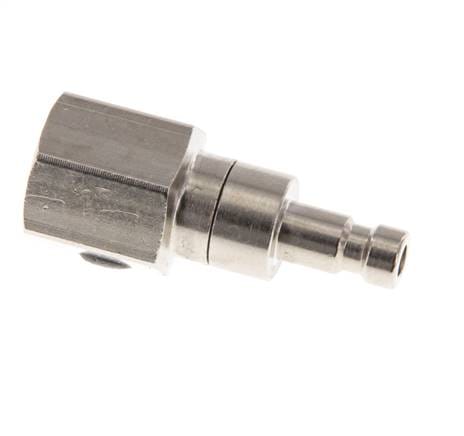 Vernikkeld Messing DN 2.7 (Micro) Luchtkoppeling Insteeknippel G 1/8 inch Binnendraad Double Shut-Off - CLP2-F-BN-SV-P-018