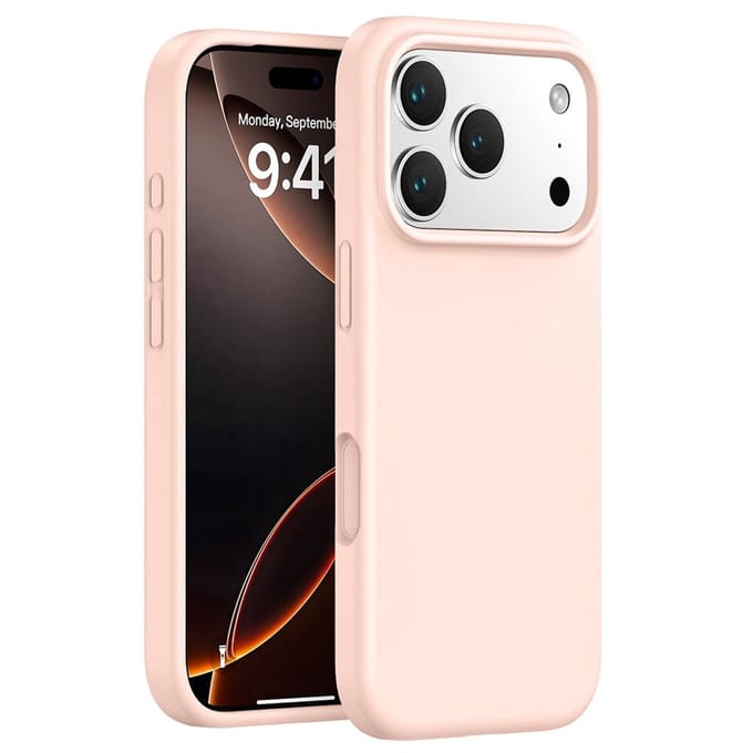 Mobiq - Liquid Siliconen Hoesje geschikt voor iPhone 17 Pro Max - roze