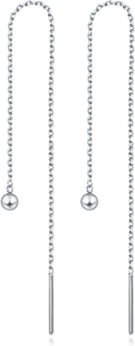Zilverkleurige Dames Ketting Oorbellen met Bal