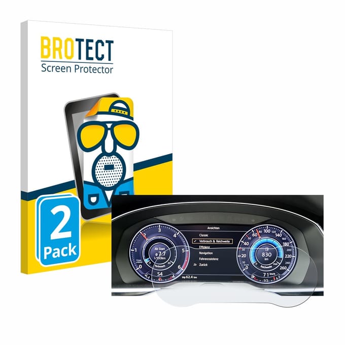 BROTECT - Screenprotector voor Volkswagen Tiguan 2017 Active Info Cockpit 12.3" - Folie Beschermfolie matte 2 Stuks