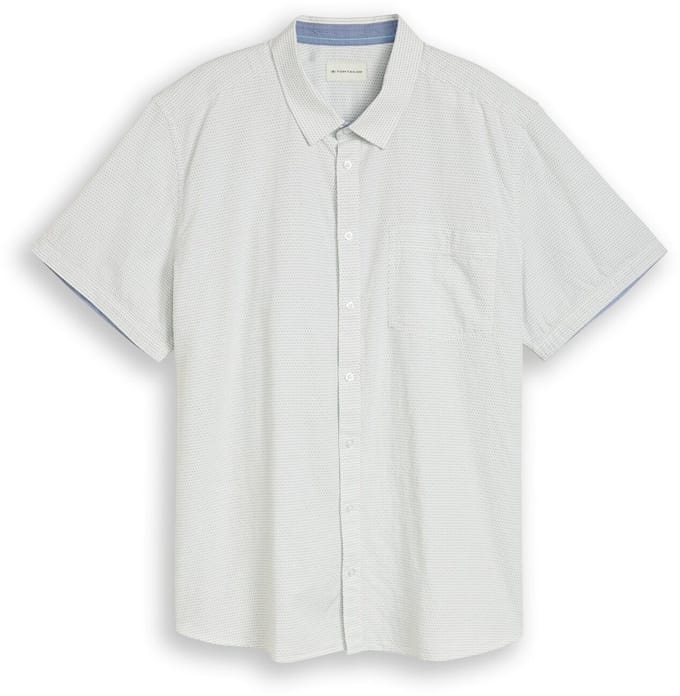 Tom Tailor - Plus Size - Regular Fit katoenen shirt met korte mouwen - Maat 2XL - gardenia white dot structure