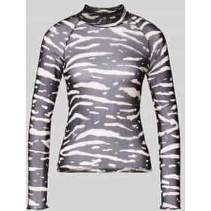 Shirt met lange mouwen van mesh met opstaande kraag