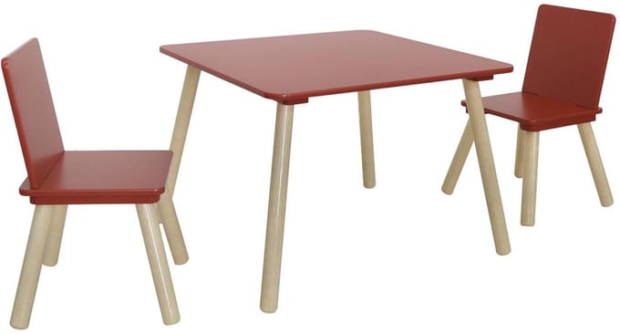sweeek - Kindertafel vierkant met 2 stoelen grenenhout - judith